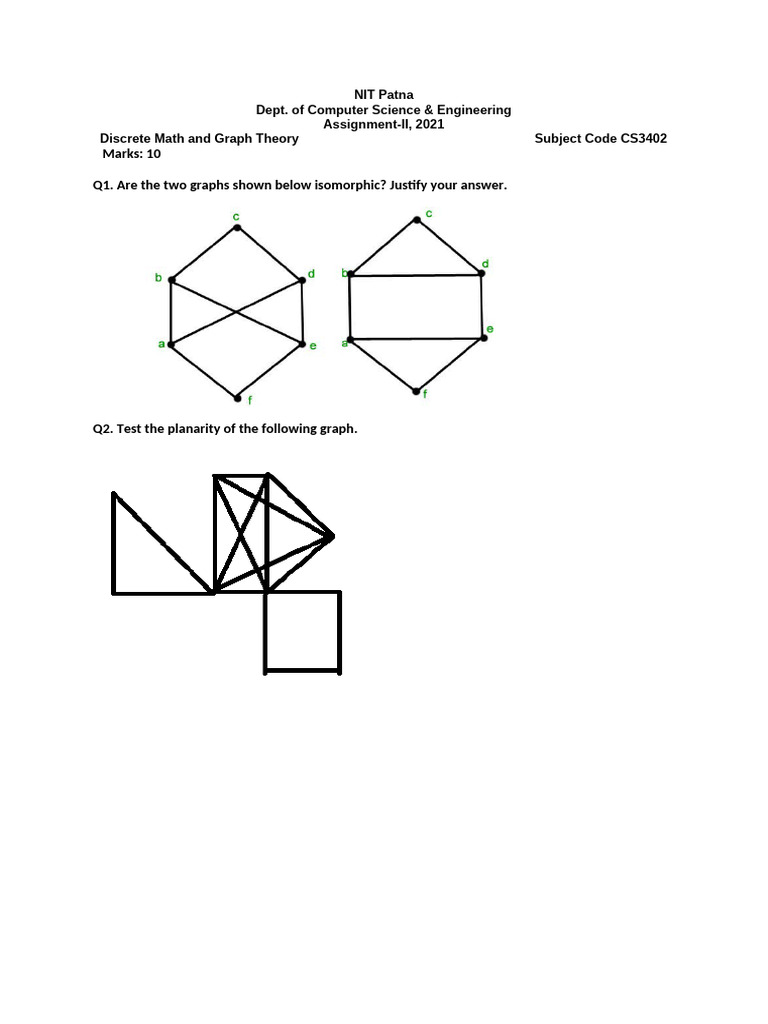 Isomorphic Graphs and Planarity Test | PDF