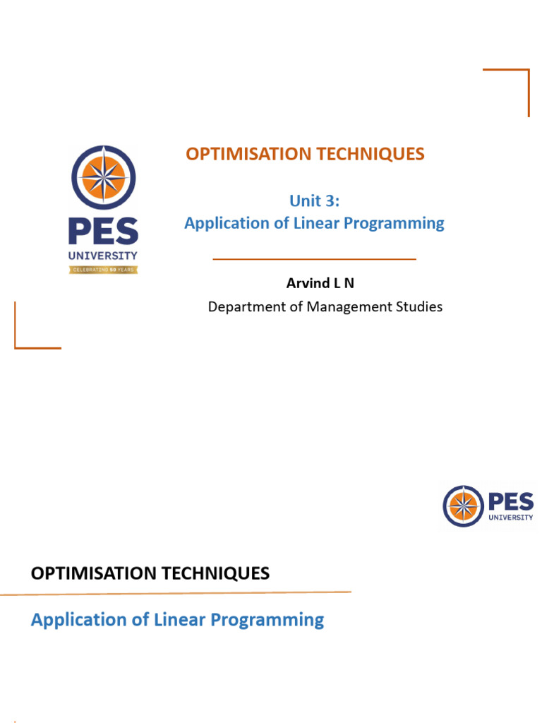 Linear Programming Optimization Techniques | PDF | Mathematical ...