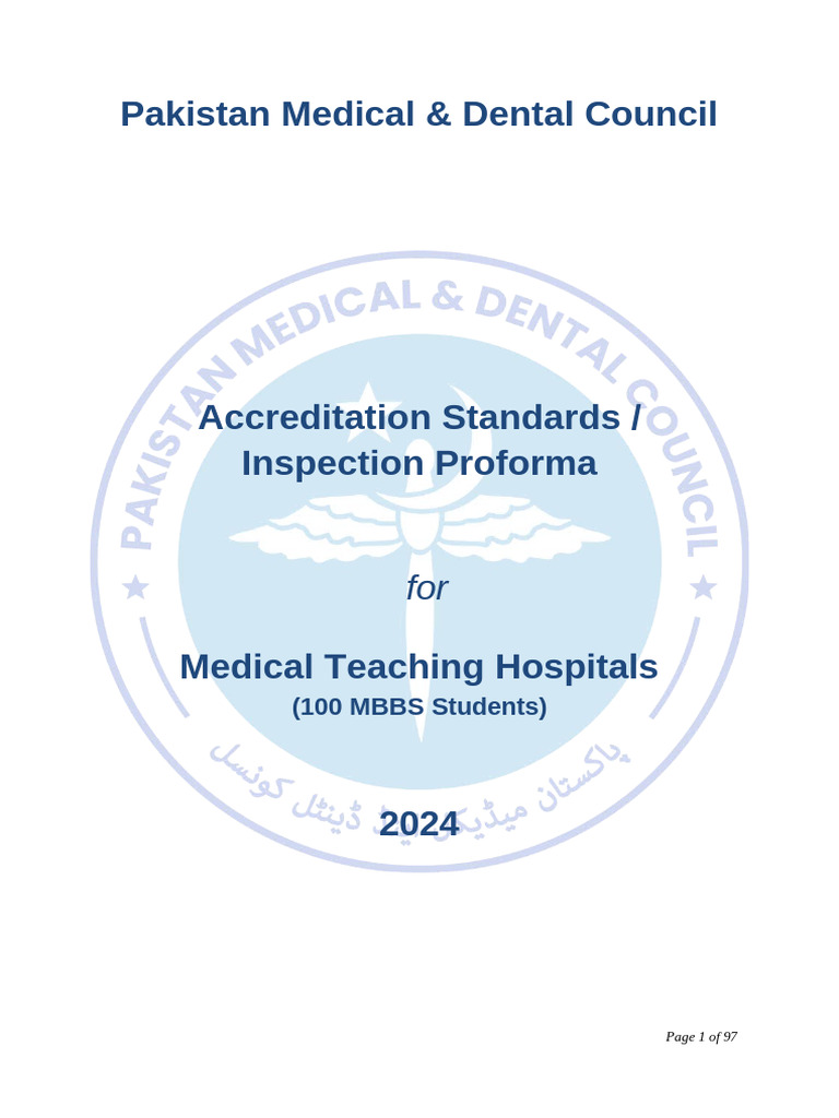 Accreditation Standards - Inspection Profromae For Teaching Hospittals ...