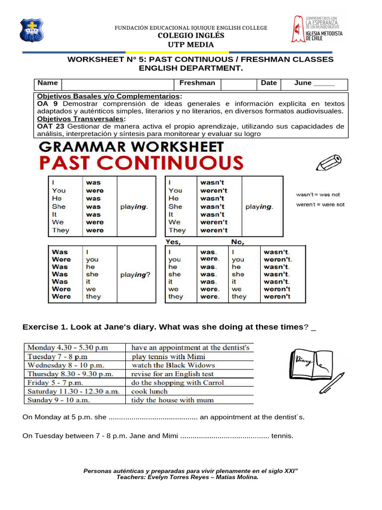 Past Continuous Worksheet for Freshmen | PDF | Grammar | Linguistic ...