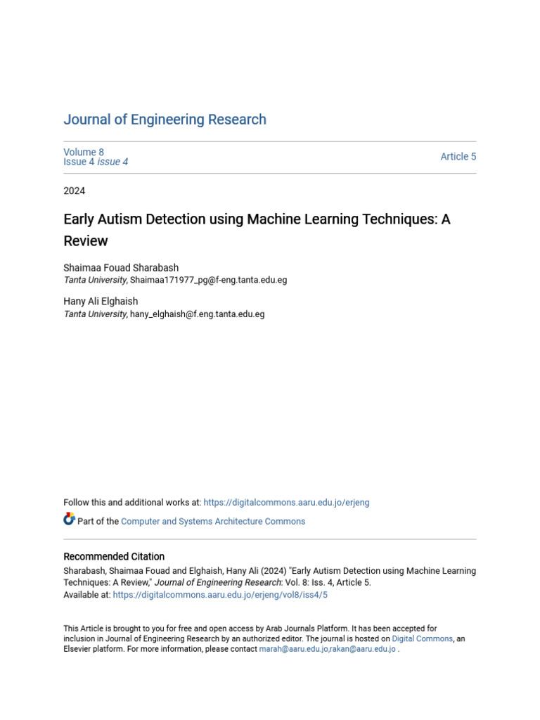Early Autism Detection via Machine Learning | PDF | Autism ...