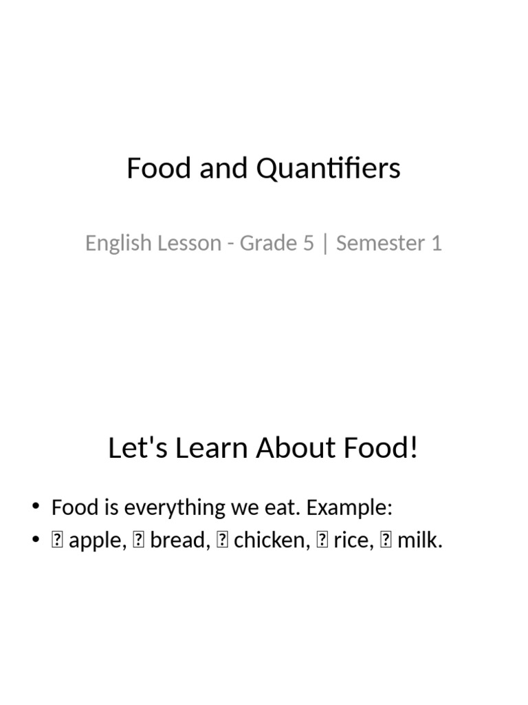 Food Quantifiers for Grade 5 | PDF
