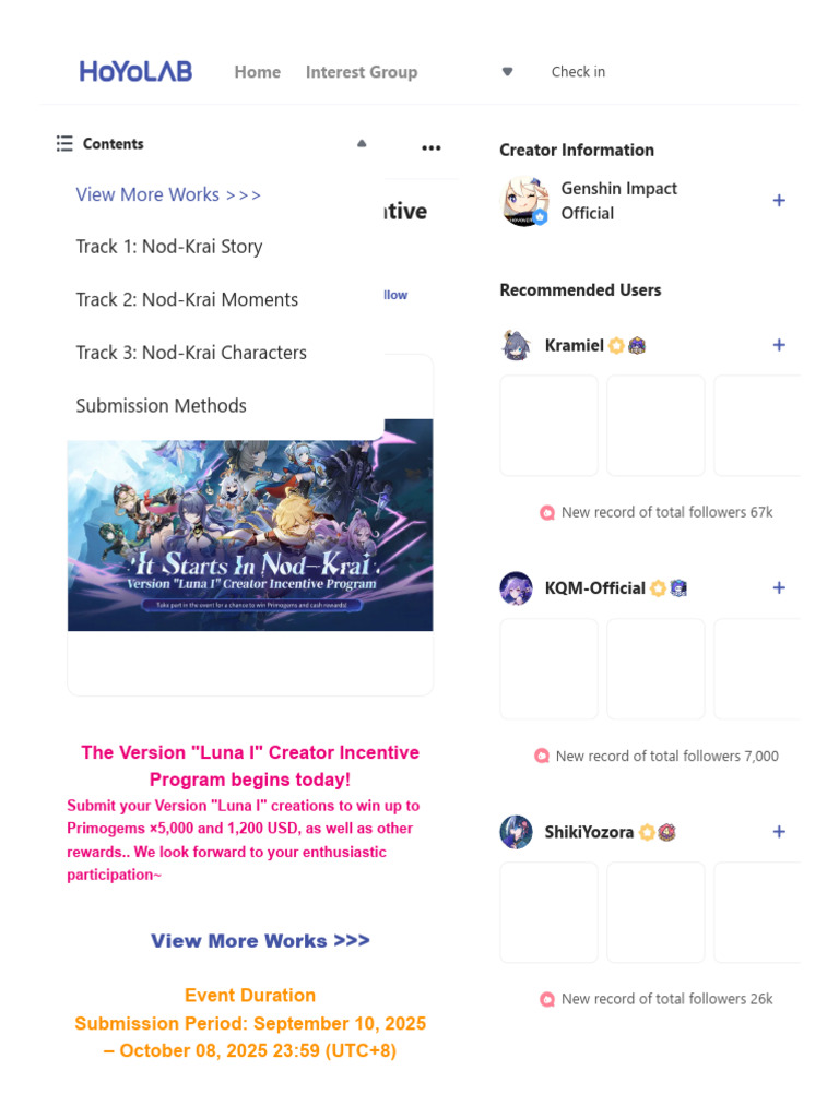 Version - Luna I - Creator Incentive Program Genshin Impact - HoYoLAB ...