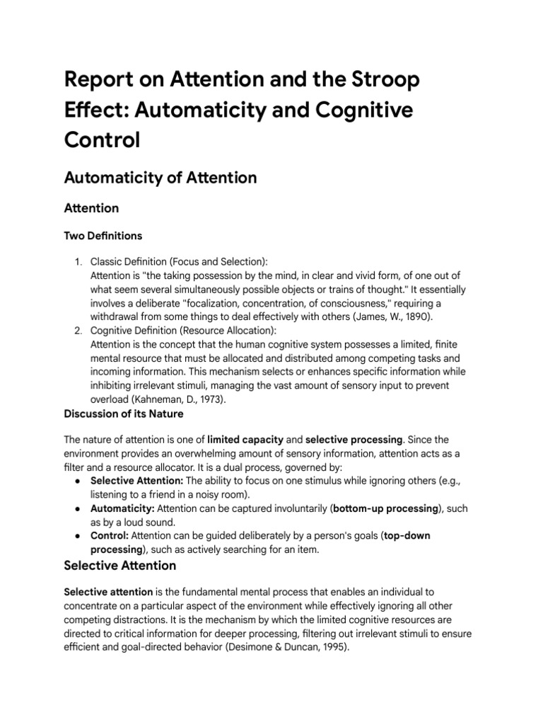 Stroop Effect: Attention & Automaticity Insights | PDF | Attention ...