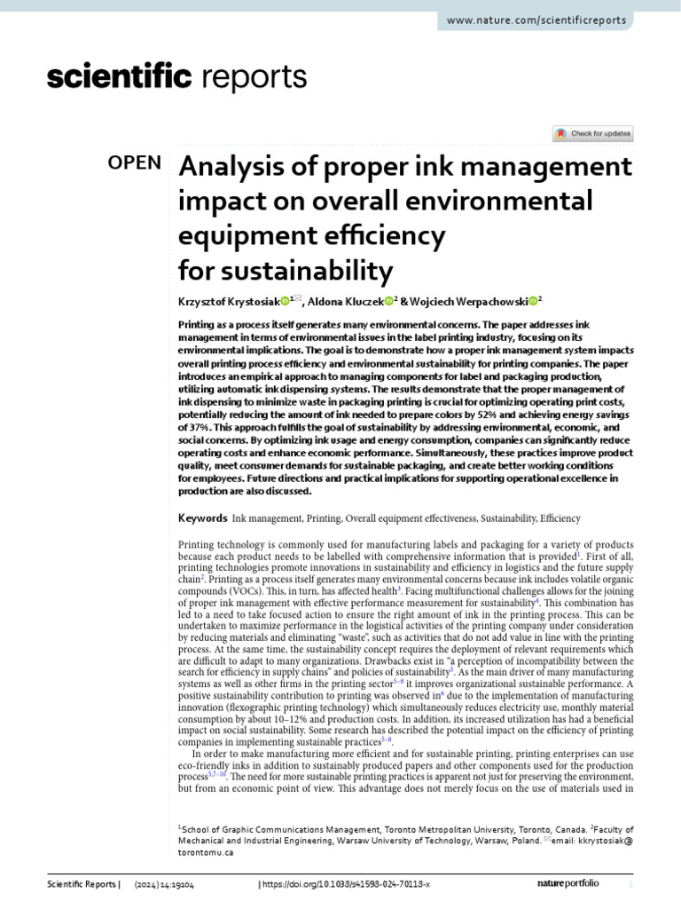 Ink Management for Sustainable Printing | PDF | Printing | Sustainability