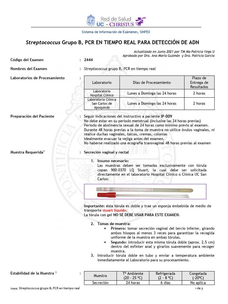 Detección de Streptococcus Grupo B, PCR | PDF | Ciencias de la Salud ...