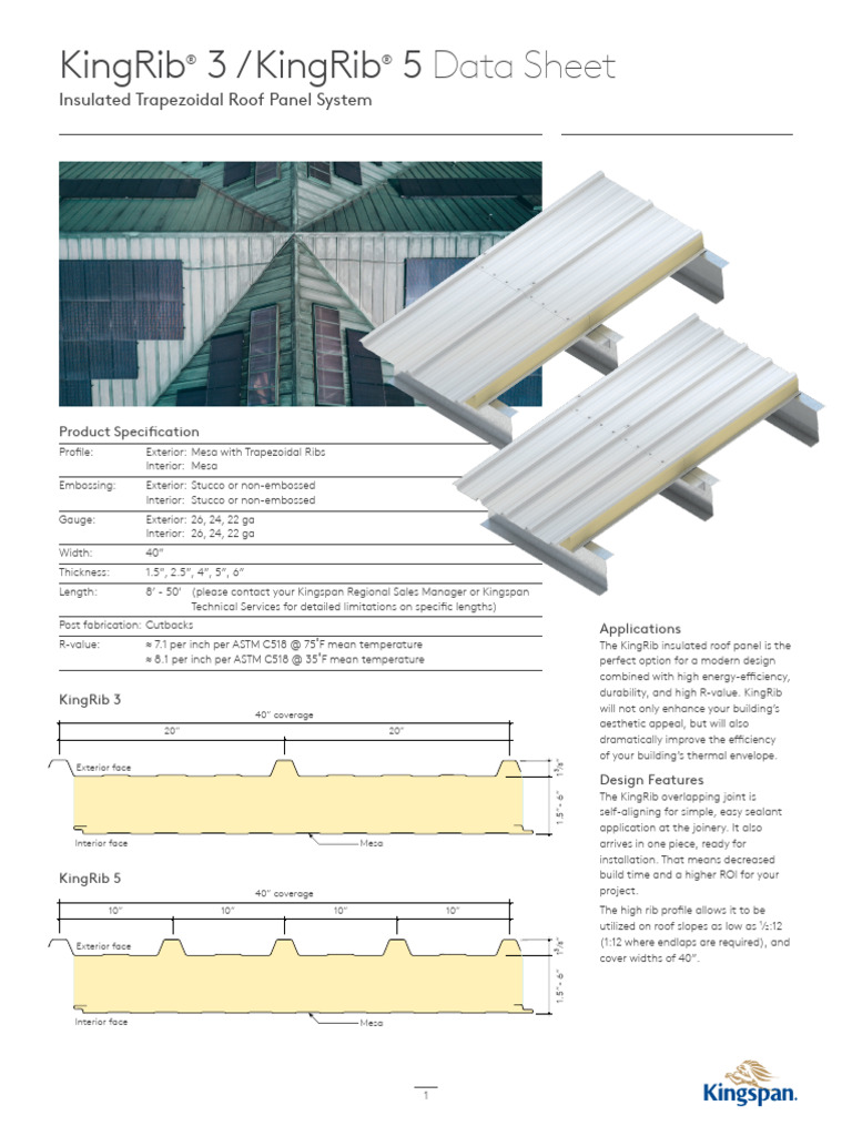 KingRib Insulated Roof Panel Specs | PDF | Roof | Building Engineering