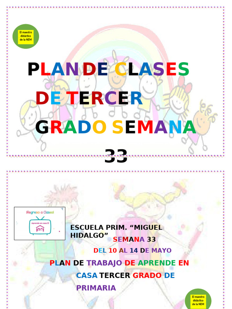 Plan de Clases Tercer Grado Semana 33 | PDF | Sonido