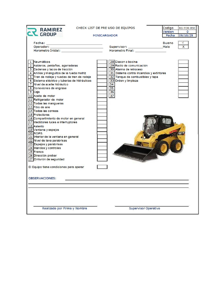 RG - SSOMA - For - 50 Check List Mini Cargador | PDF