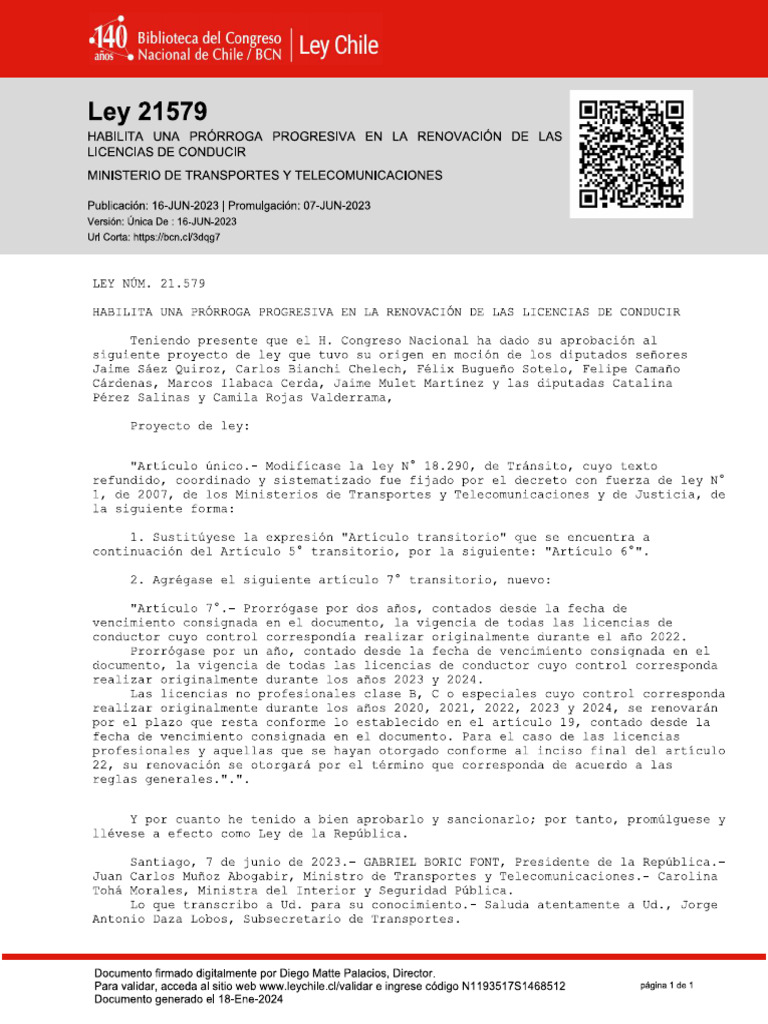 Ley 21579 Proroga Licencia | PDF