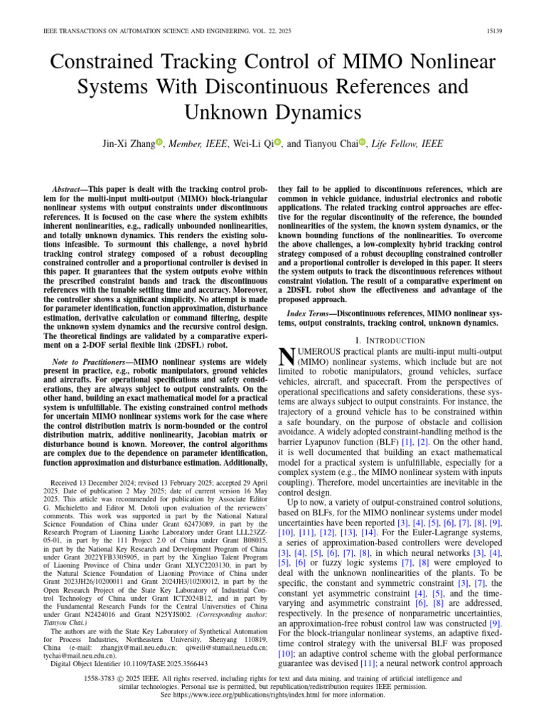 MIMO Nonlinear Systems Tracking Control | PDF | Control Theory ...