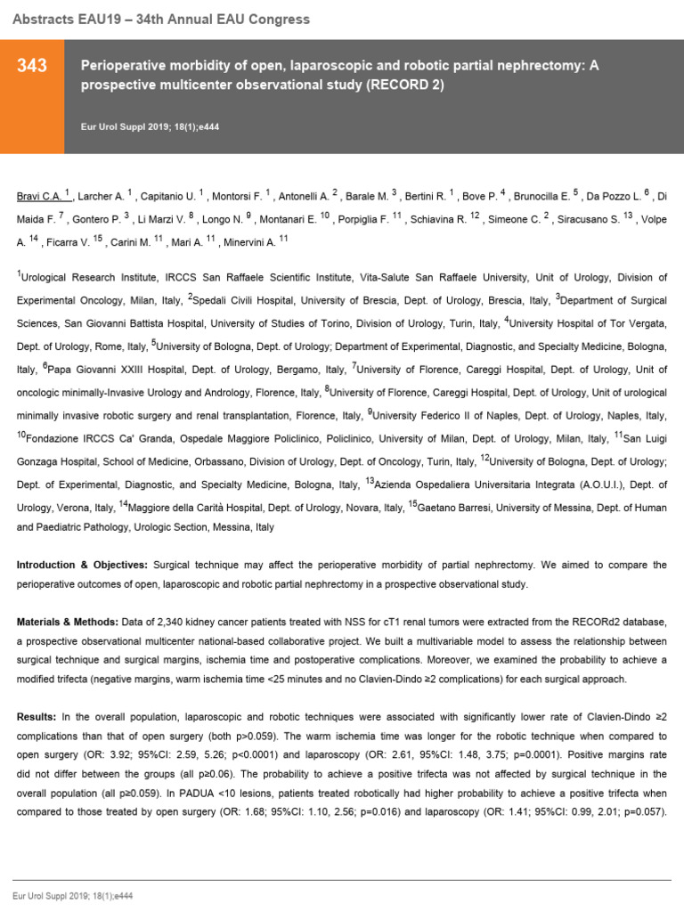 Perioperative Morbidity of Open, Laparoscopic and Robotic Partial ...