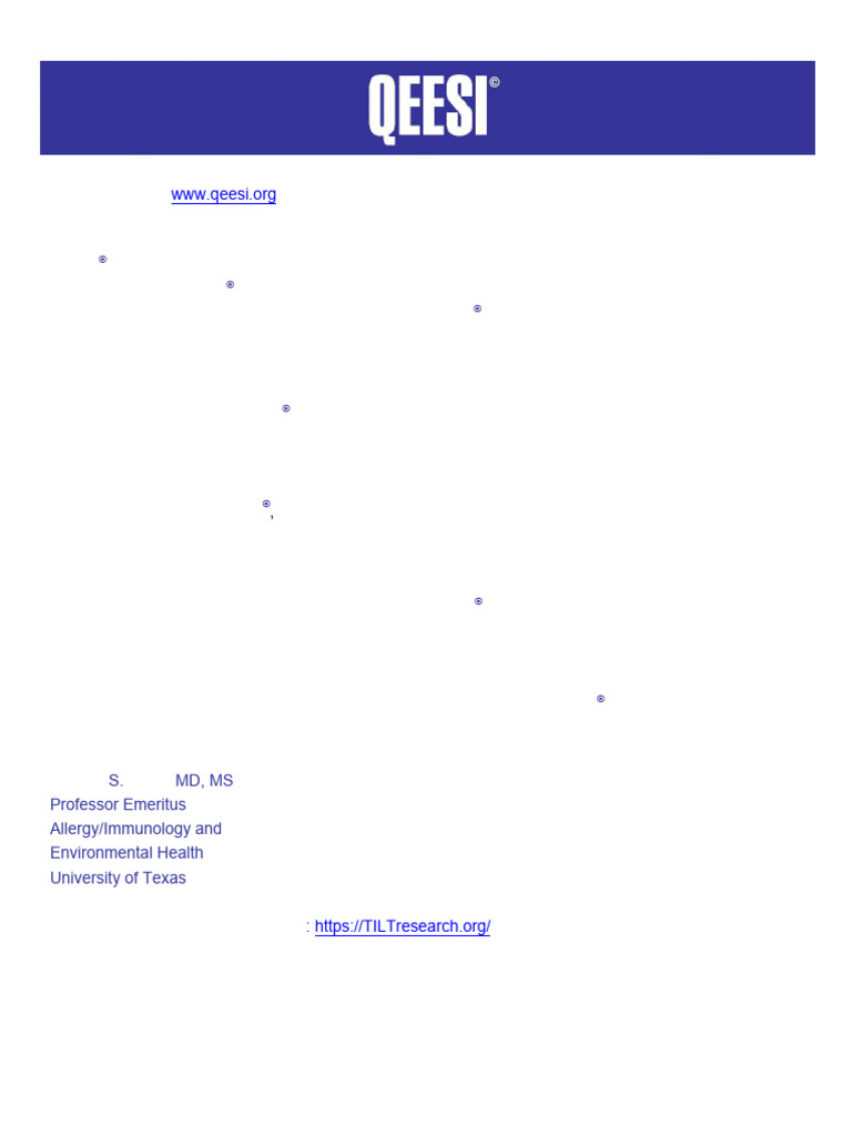 QEESI Environmental Exposure Inventory | PDF | Bloating | Medical ...