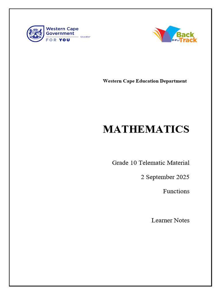 Grade 10 Functions Term 3 Guide | PDF | Multiplication | Asymptote