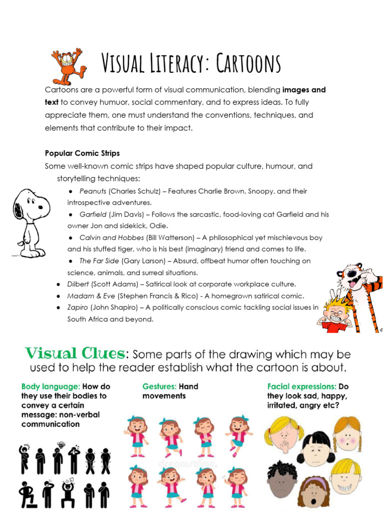 Visual Literacy Revision Notes (Cartoons) | PDF | Comics | Cartooning