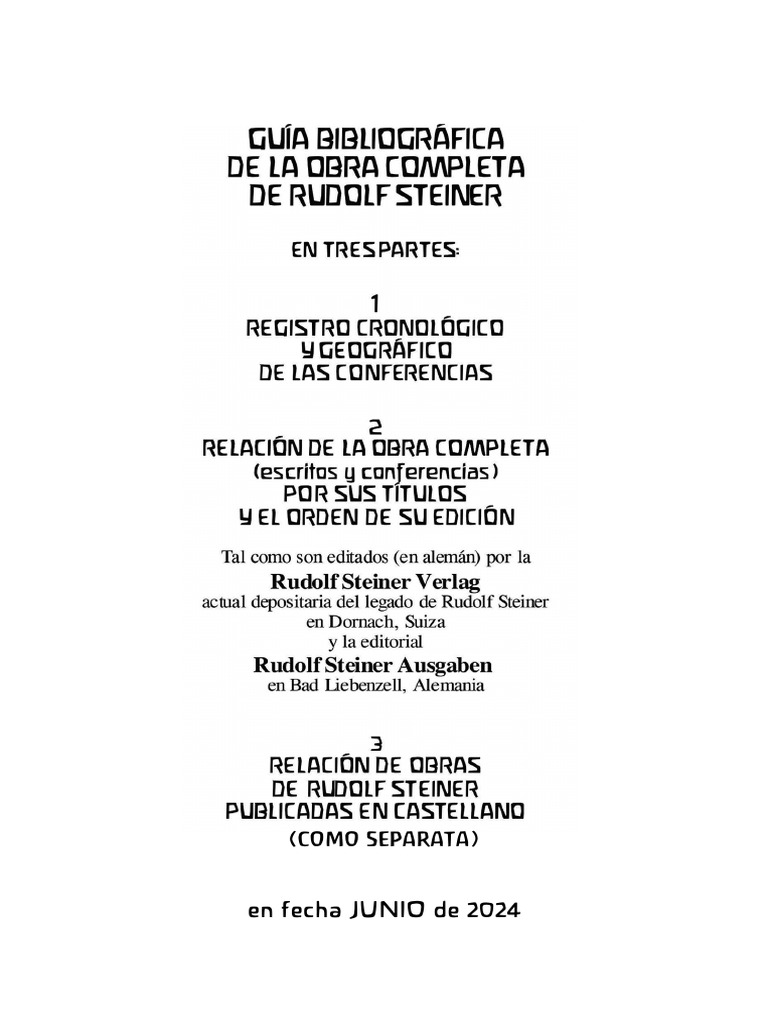 Guia Bibliografica de La Obra de Rudolf Steiner | PDF | Rudolf Steiner ...