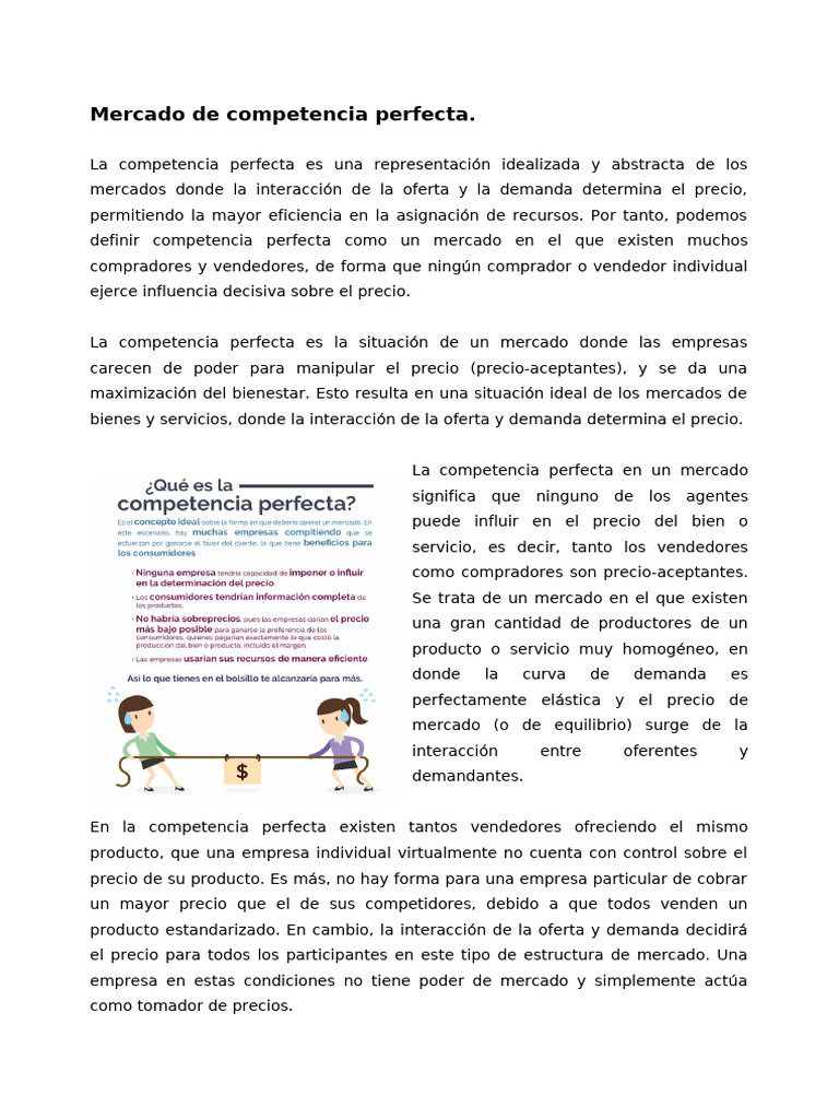 Mercado de Competencia Perfecta | PDF | Mercado (economía) | Monopolio