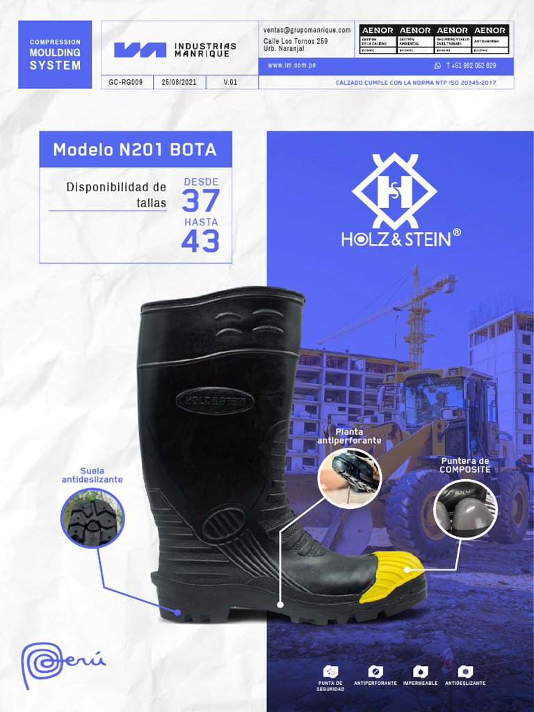 Calzado Antideslizante de Seguridad N201 | PDF