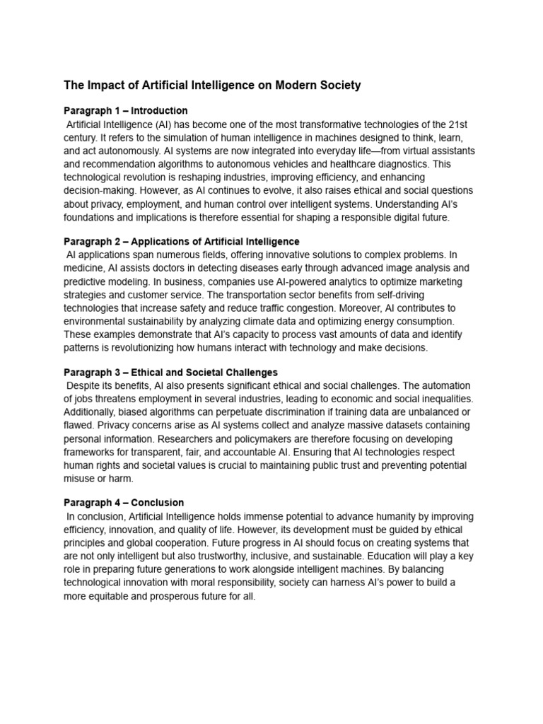 AI's Role in Society: Benefits and Challenges | PDF | Artificial ...
