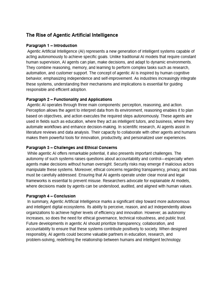 The Rise of Agentic Artificial Intelligence | PDF | Artificial ...