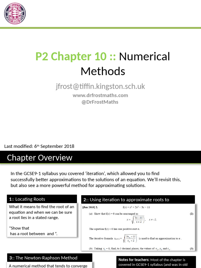 P2 Chp10 NumericalMethods | PDF | Square Root | Mathematical Relations