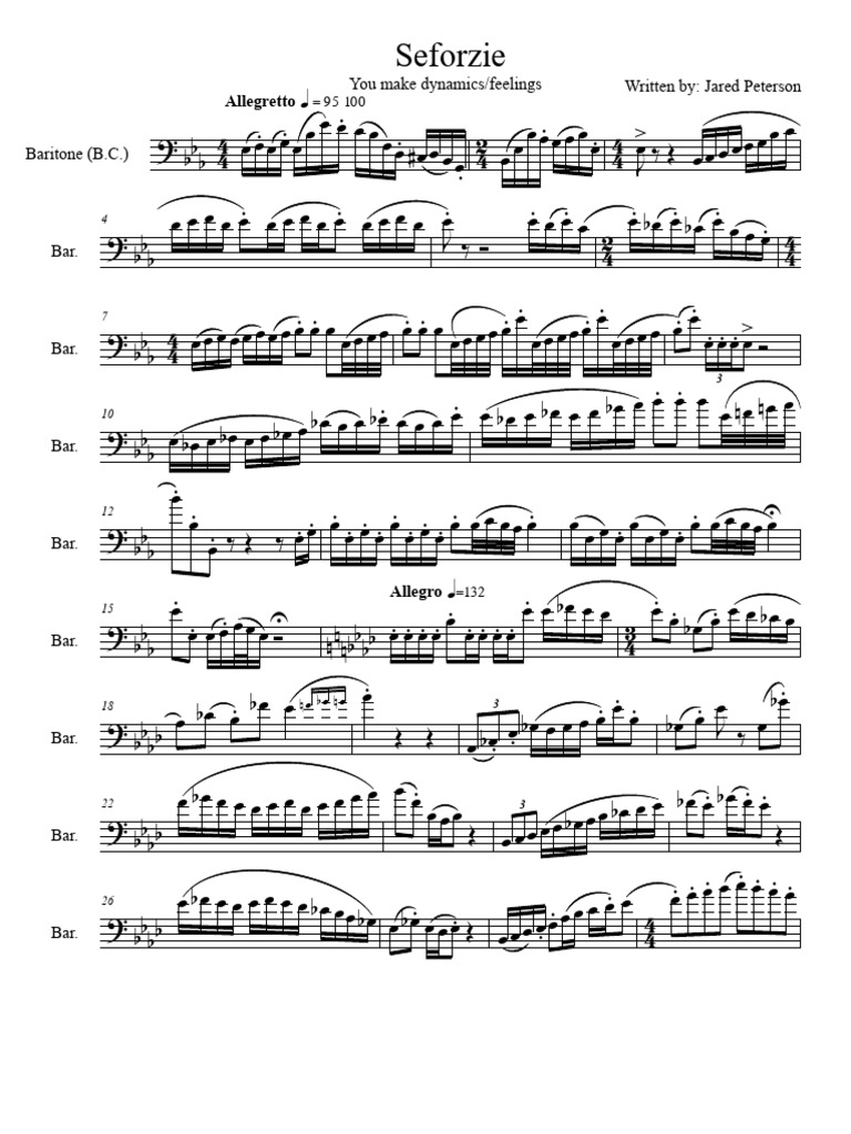 Baritone Sheet Music Dynamics Guide | PDF | Musical Compositions ...