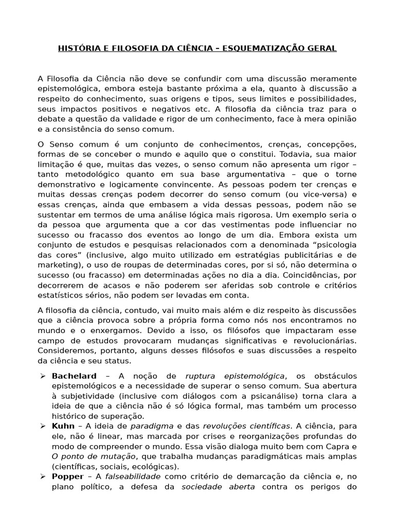 Filosofia da Ciência: Críticas e Paradigmas | PDF | Science | Karl Popper
