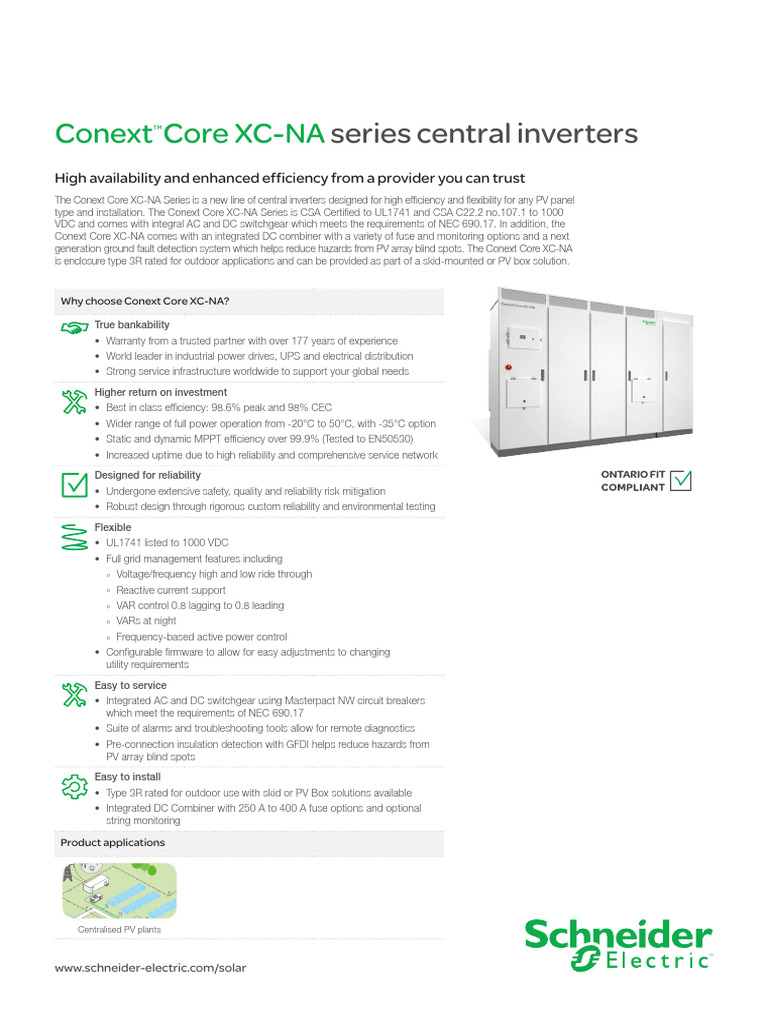 Conext Core XC-NA Series Inverters | PDF | Manufactured Goods | Power ...