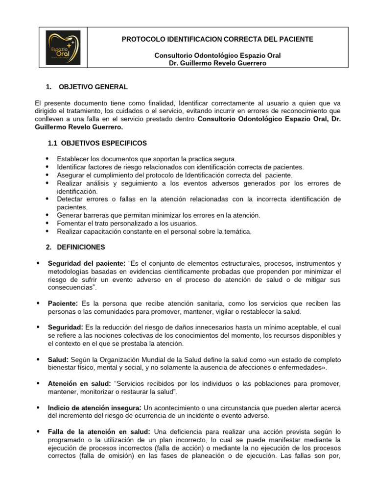 Protocolo de Identificación del Paciente | PDF | Historial médico ...