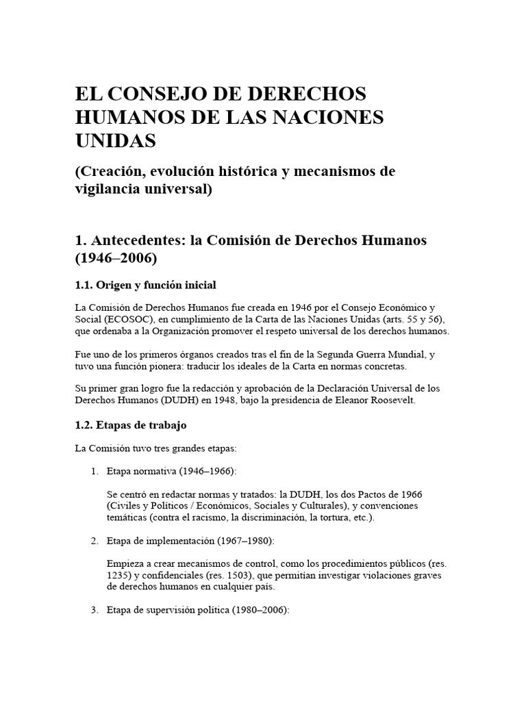 Consejo de Derechos Humanos de la ONU | PDF | Derechos humanos ...