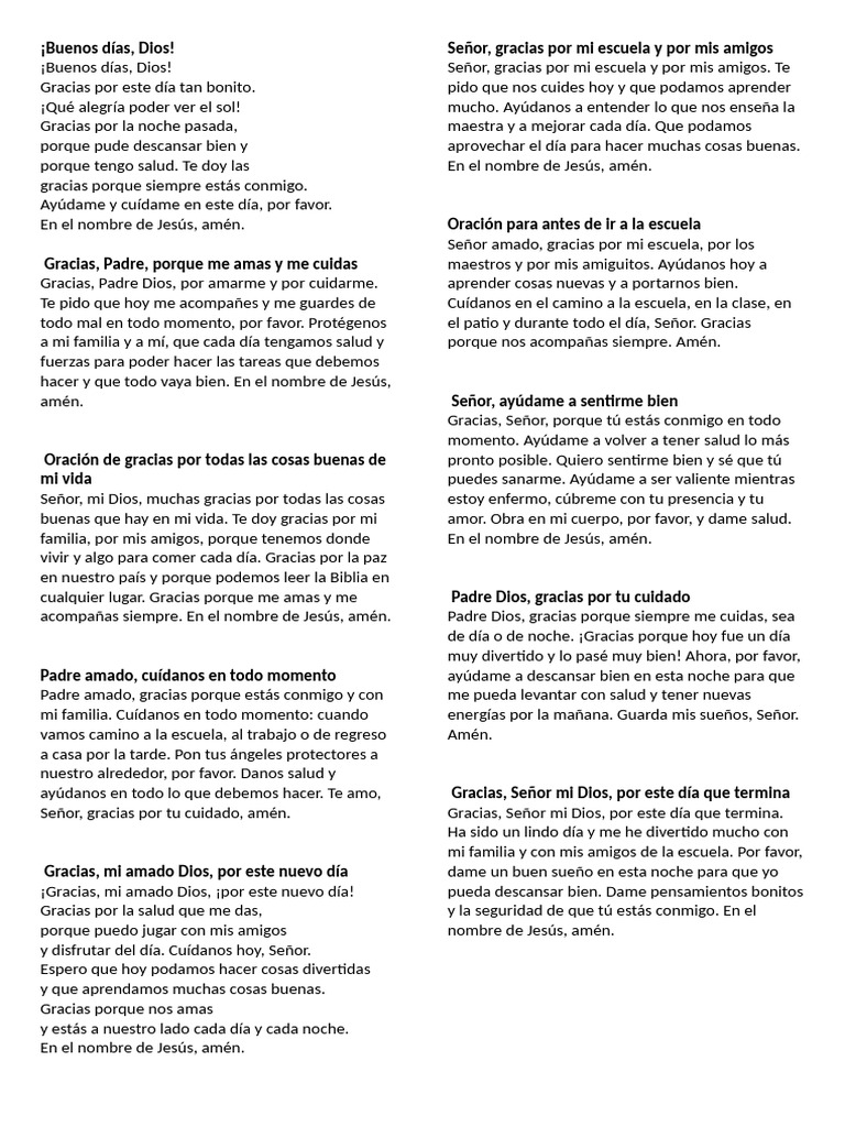 Oraciones de Gratitud y Protección Diarias | PDF | Oración | orador del ...
