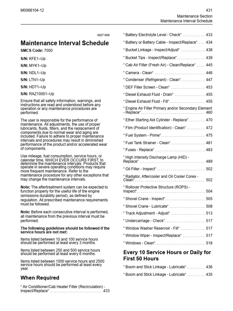 Maintenance Interval Guidelines | PDF | Oil | Motor Oil