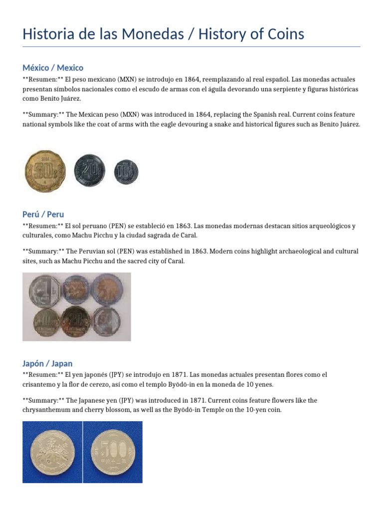 Historia de Las Monedas | PDF | Mercado de divisas | Numismática