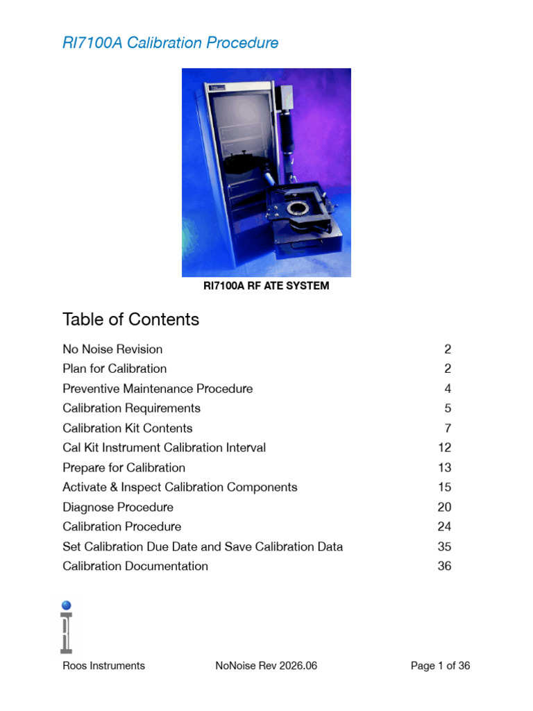 RI7100A Calibration Procedure Guide | PDF | Calibration | Physical ...