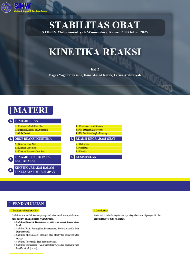 Kinetika Reaksi dan Stabilitas Obat | PDF