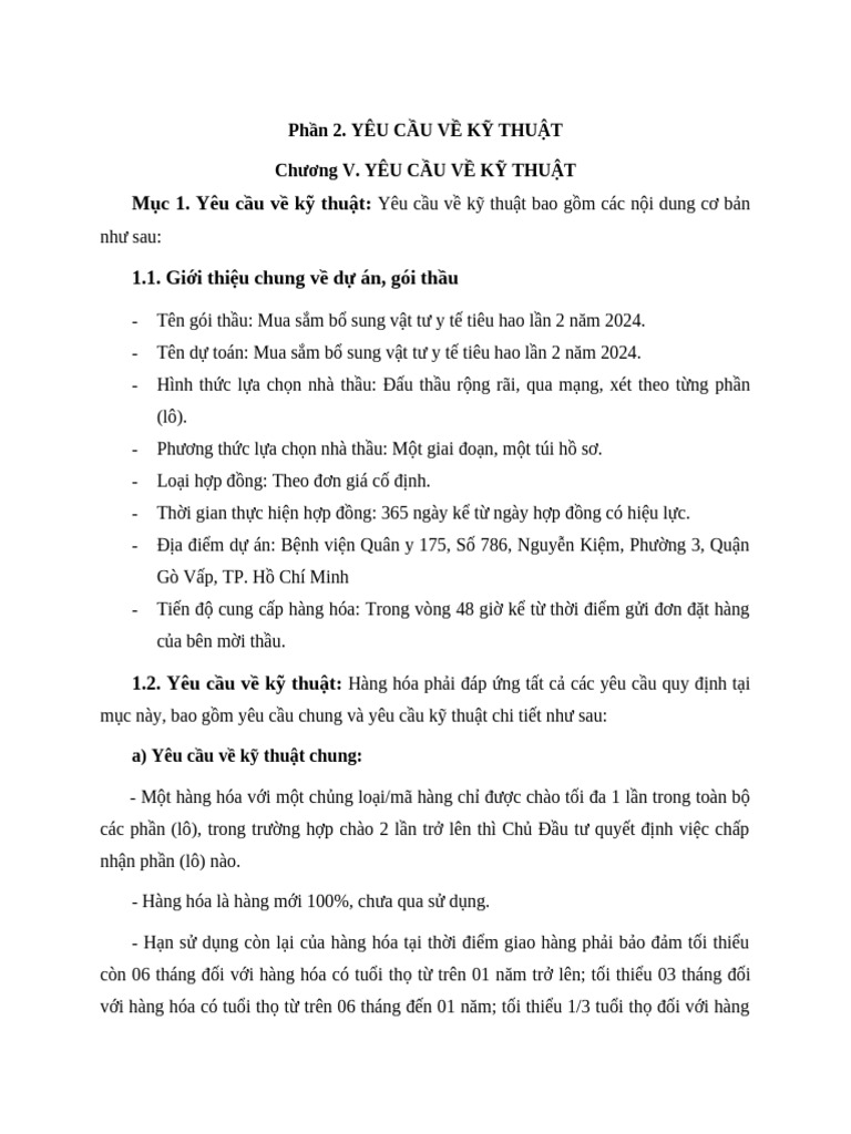 175 - Chuong V Yeu Cau Ky Thuat | PDF