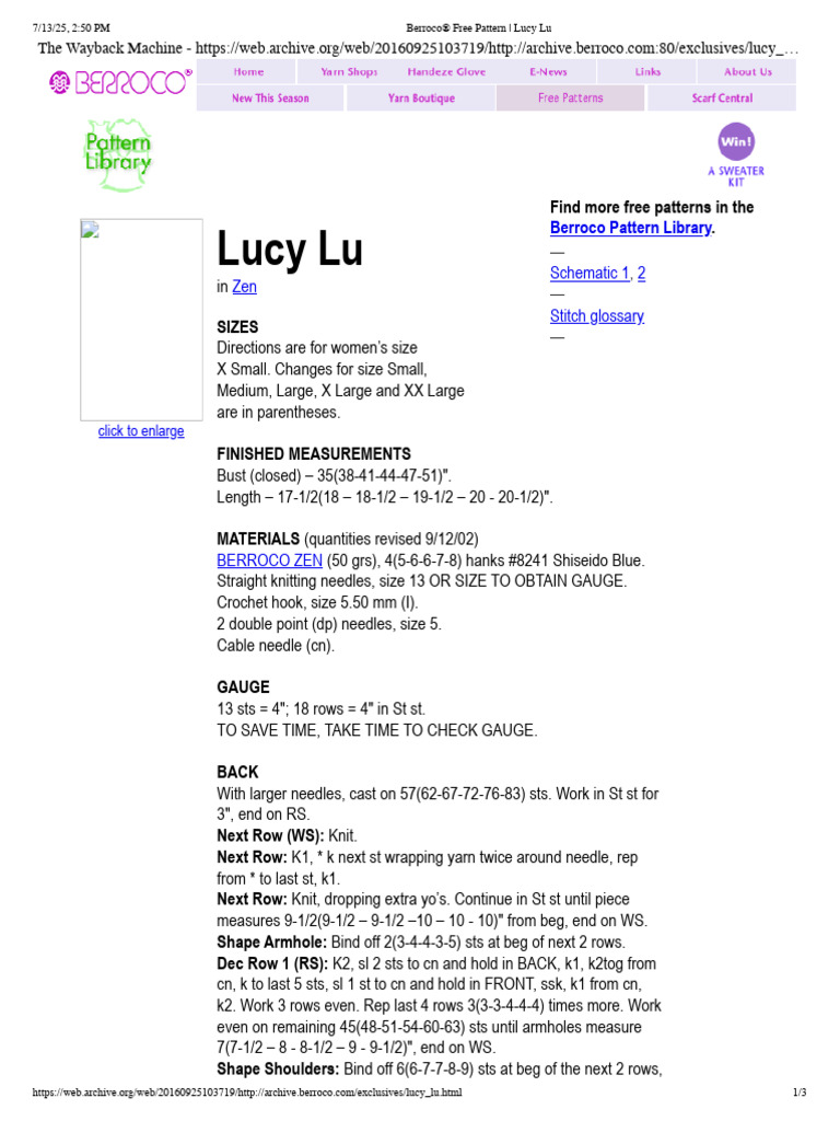 Lucy Lu Knitting Pattern Guide | PDF | Knitting | Gauge (Knitting)
