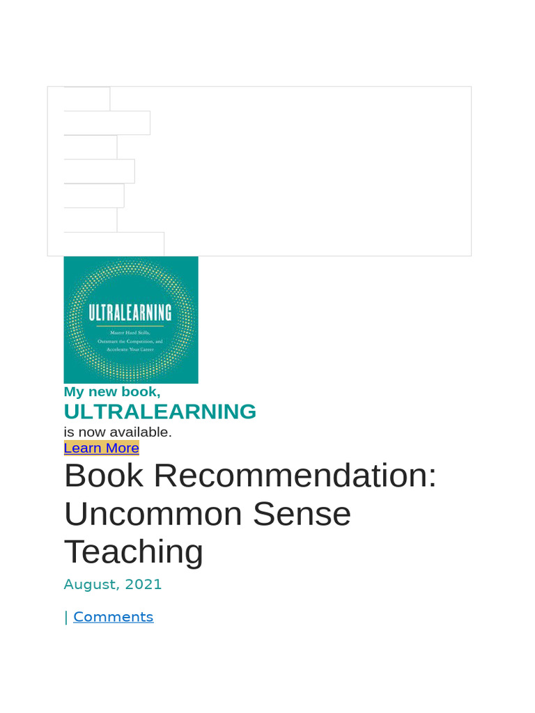 Uncommon Sense Teaching Review | PDF | Teachers | Knowledge