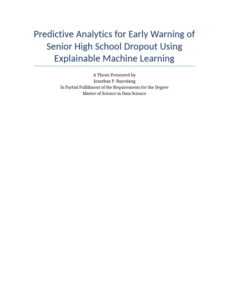 Predicting High School Dropouts with ML | PDF | Machine Learning | Data ...