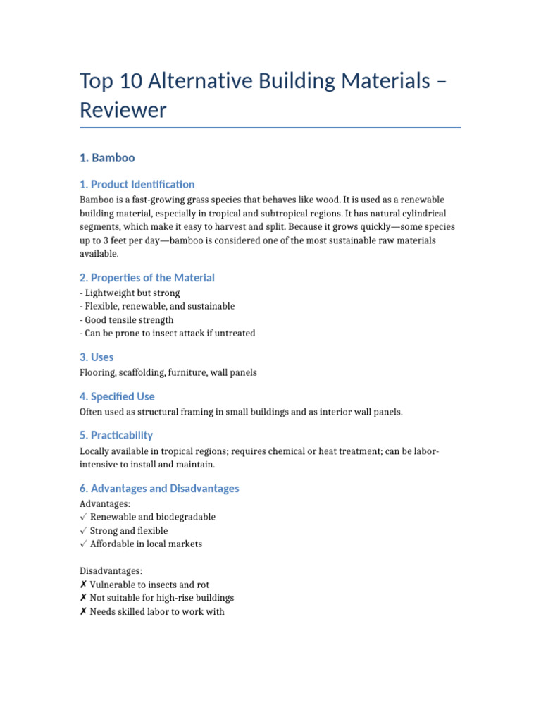 Top 10 Sustainable Building Materials | PDF | Building Technology ...