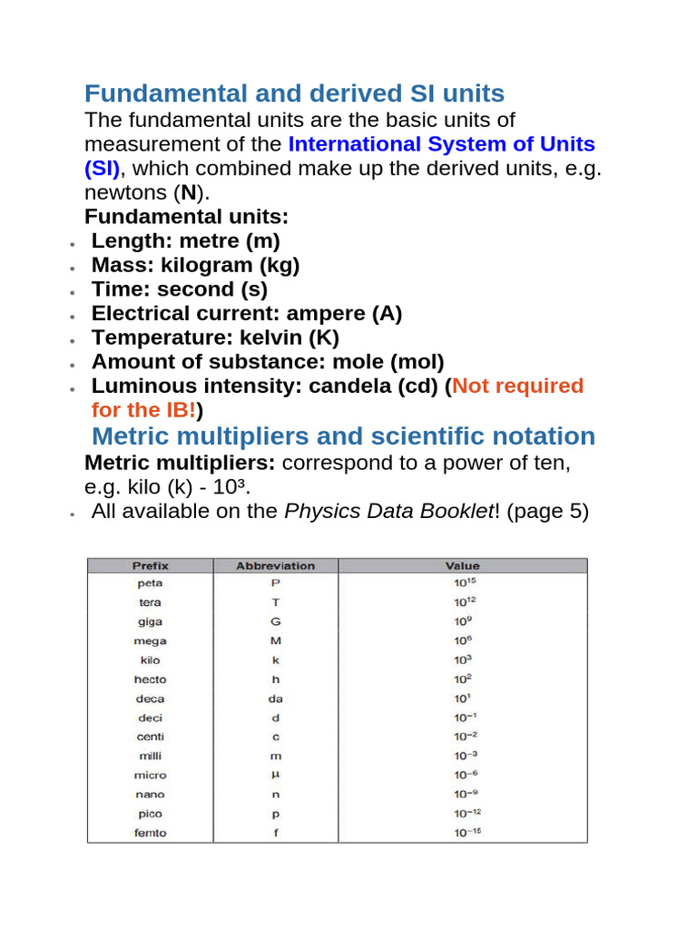 SI Units, Errors, and Measurement Techniques | PDF | International ...