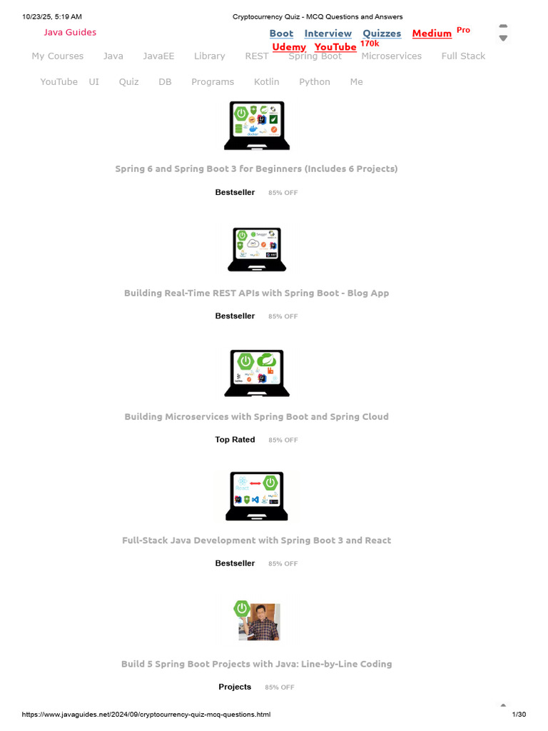 Cryptocurrency Quiz - MCQ Questions and Answers | PDF | Cryptocurrency |  Spring Framework