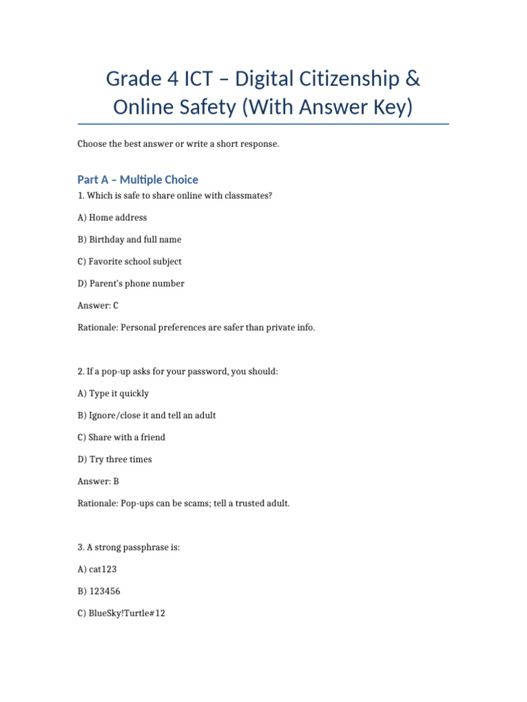 Grade 4 Digital Citizenship Guide | PDF