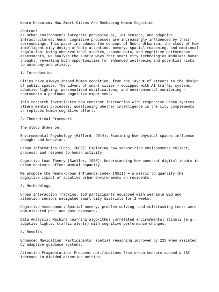 Neuro-Urbanism: Smart Cities & Cognition | PDF | Cognition | Intelligence