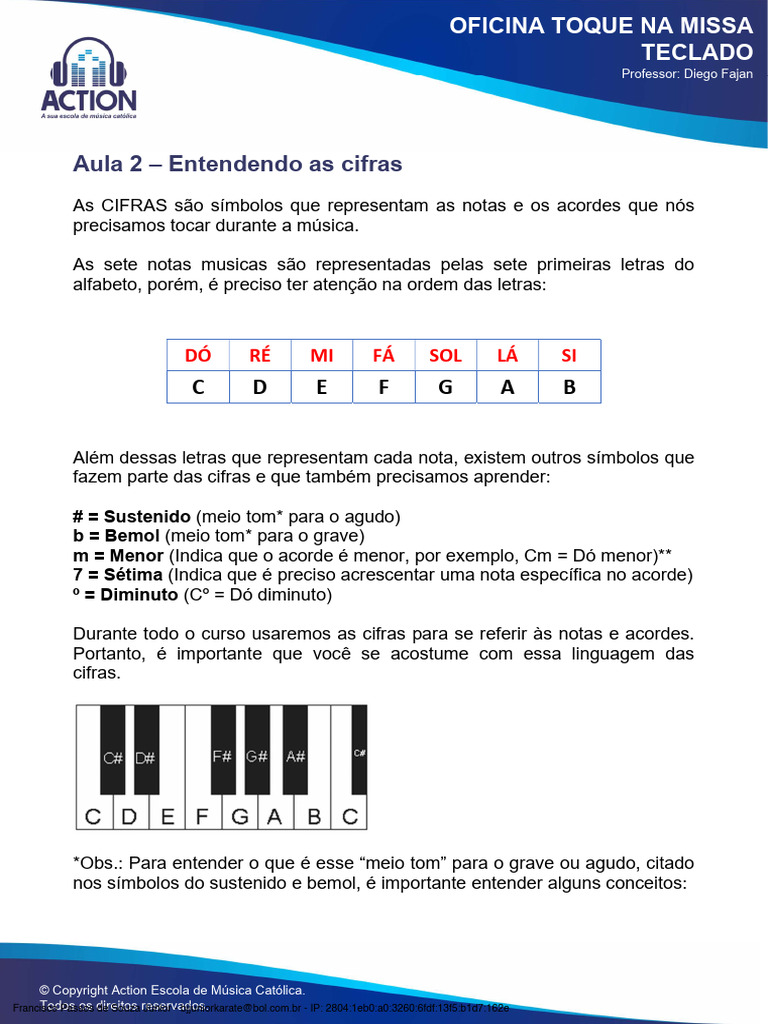 Entendendo Cifras e Acordes no Teclado | PDF | Acorde (música) | Teoria ...