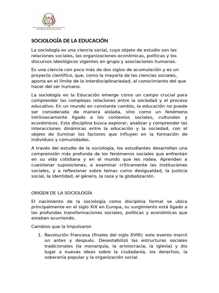 Sociología de la Educación: Conceptos Clave | PDF | Sociología | Sociedad