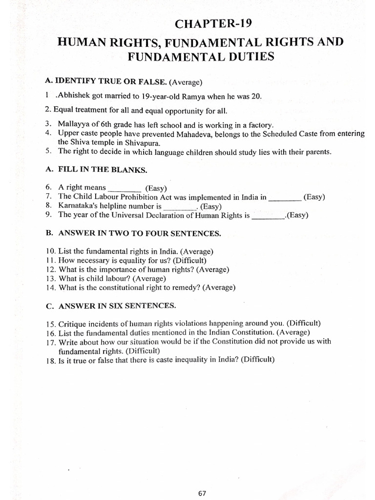Chapter 19 Human Rights, Fundamental Rights, and Fundamental Duties | PDF