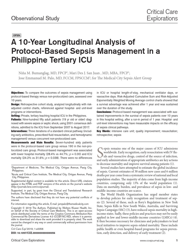 10-Year Sepsis Management Study in ICU | PDF | Sepsis | Intensive Care Unit
