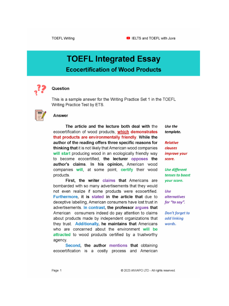 Sample 2 Integrated Writing Task | PDF