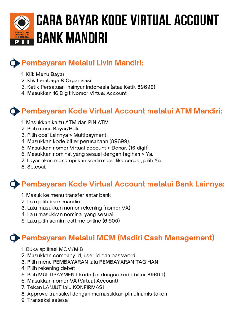 Panduan Bayar Virtual Account Mandiri | PDF